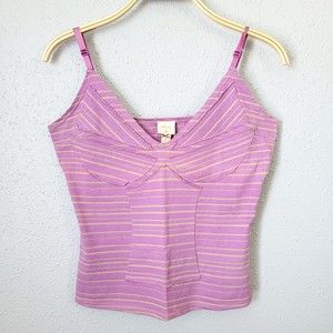 Plenty Purple Green Striped Faux Corset Inspired Tank Top Size Medium
